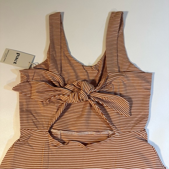 NWT Pact Organic Cotton Blend Tie Back Fit & Flare Dress In Shell Stripe - Picture 3 of 15